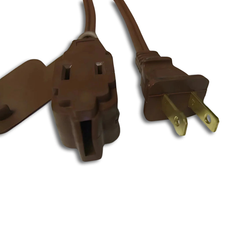 6ft Nema 1-15P to 1-15R Power Block Brown Polarized Power Cord 16/2 SPT-2 NA