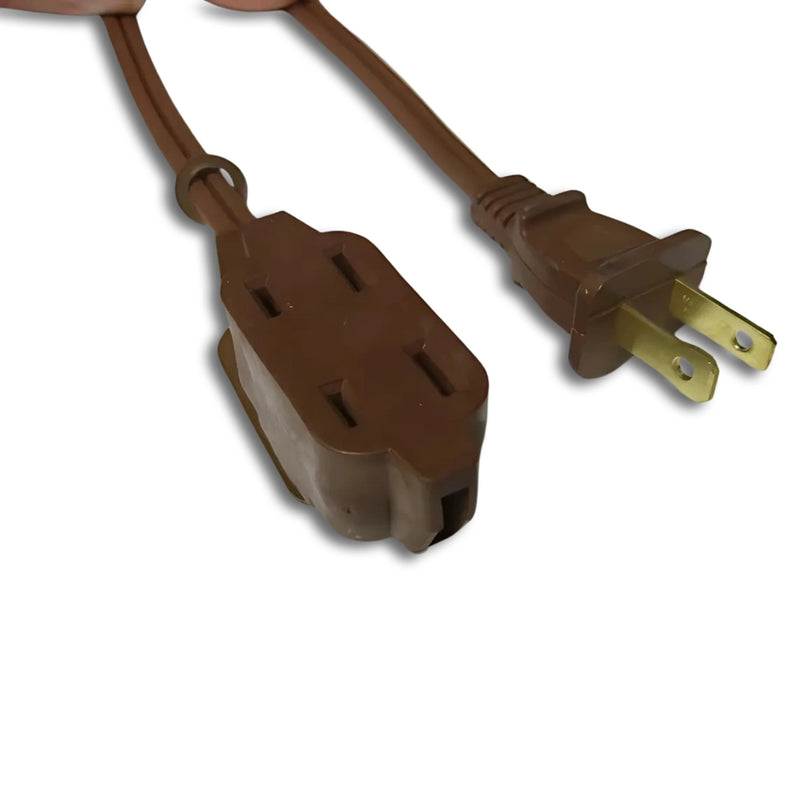 6ft Nema 1-15P to 1-15R Power Block Brown Polarized Power Cord 16/2 SPT-2 NA