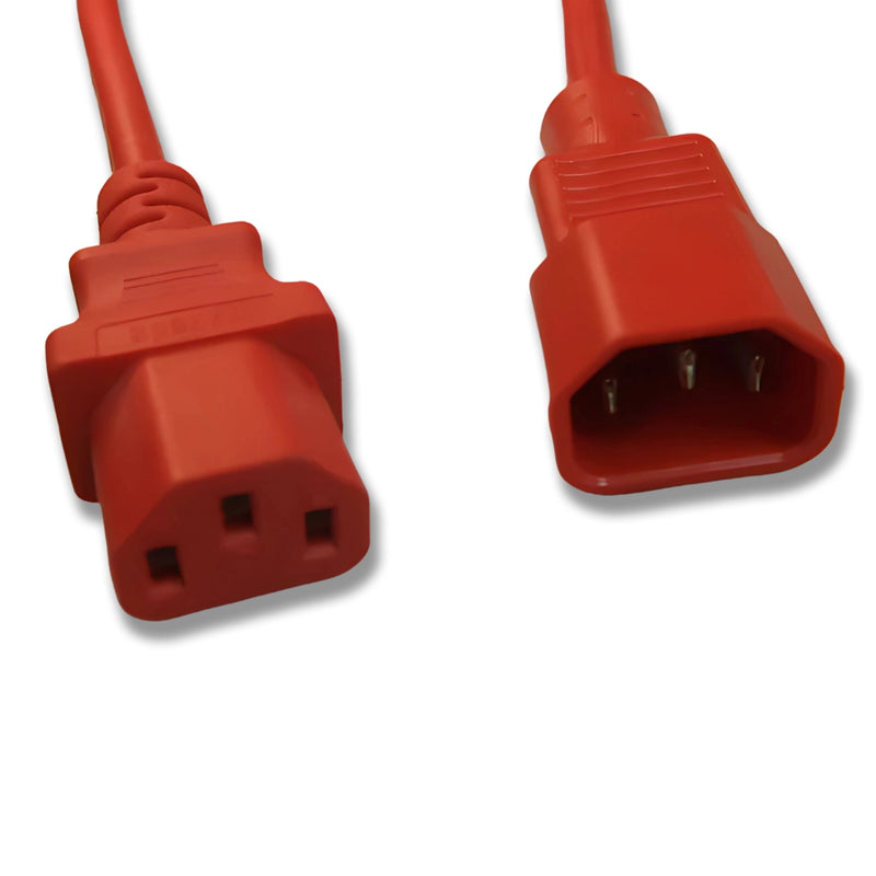 8FT IEC-320 C-14 to IEC-320 C-13 Red Computer Power Cord 18/3 SJTW NA