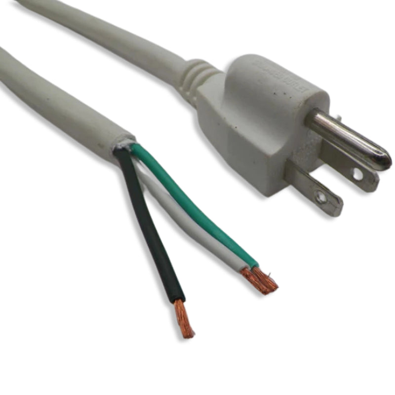 8FT Nema 5-15p to ROJ 2IN Strip 1/4IN Power Cord WHITE 18/3 SJTW NA