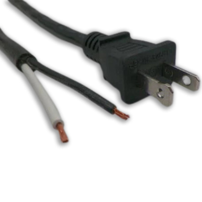 9FT Nema 1-15P Polarized to ROJ 6IN Strip 1/2IN Black Power Cord 16/2 SJOOW NA 13A 125V 90C