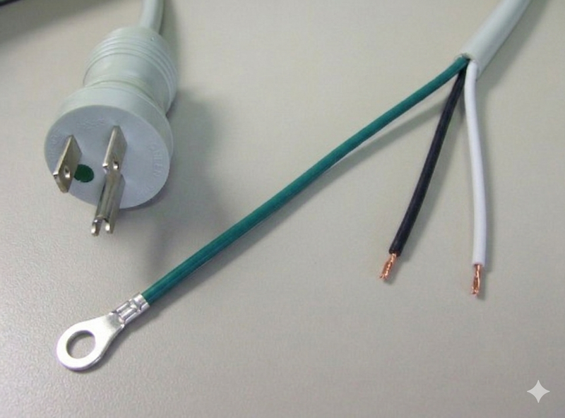 10FT Nema 5-15PH to ROJ 13IN Strip 1/4" with #6 ring terminal Gray Hospital Power Cord 18/3 SJTW CEE