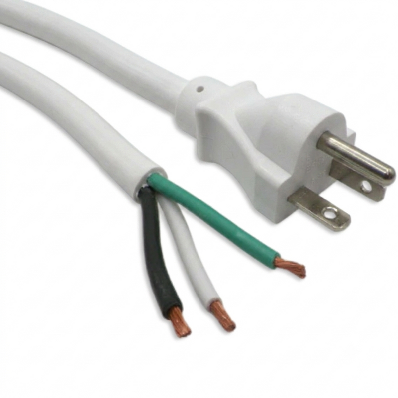 8FT NEMA 5-20P to ROJ 5IN Strip 1/2IN Heavy Duty Power Cord 12/3 SJTOW White NA