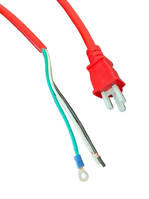 8FT 6IN  Nema 5-15P to ROJ 5.375"IN Strip and Terminals Red Power Cord 16/3 STOW NA