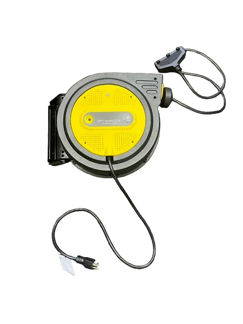Retractable Cord Reel 50ft Nema 5-15P to Nema 5-15TT Fan Style Extension Cord 14/3 SJTW NA 15A 125V