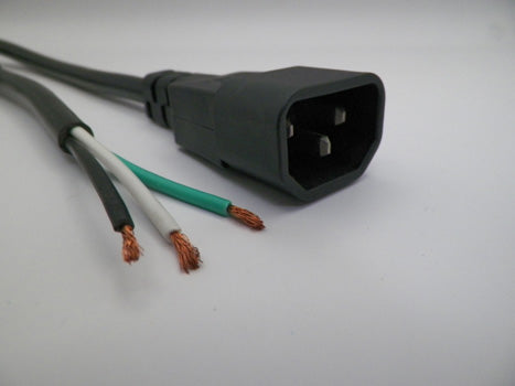 8FT IEC 320 C-14 to ROJ 2" STRIP 5/8" 14/3 SJTOW Black 15A 125V