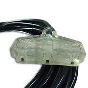 25FT Nema 5-15P to Nema 5-15TT Fan Style Black Lighted Extension Cord 12/3 SJTW NA 20A 125V