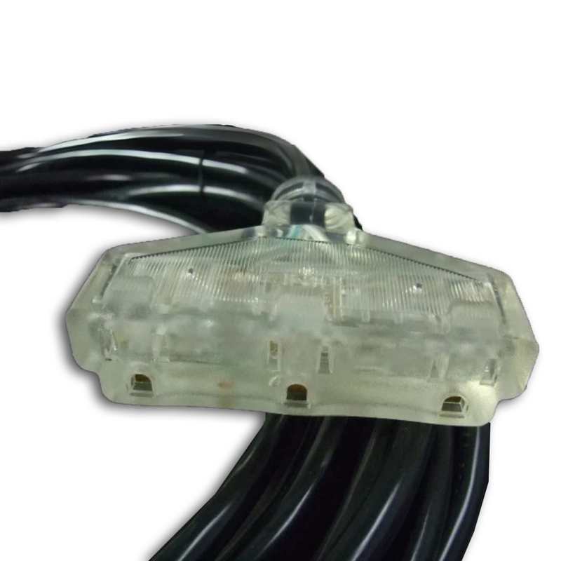 50FT Nema 5-15P to Nema 5-15TT Fan Style Black Lighted Extension Cord 10/3 SJEOW NA 30A 125V