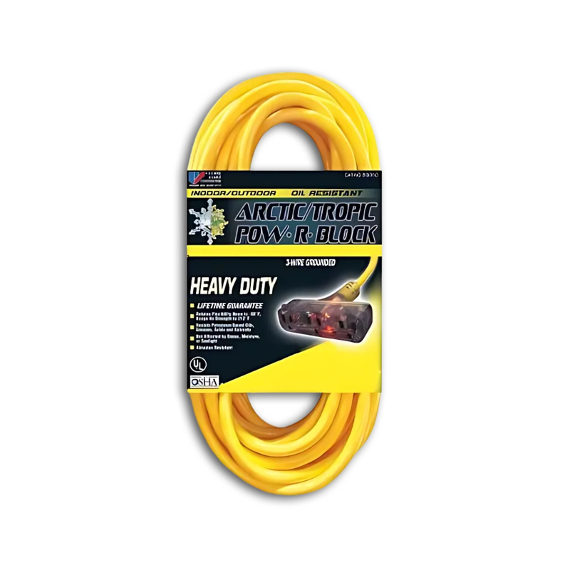 25FT NEMA 5-15P to NEMA 5-15TT Lighted Extension Cord
