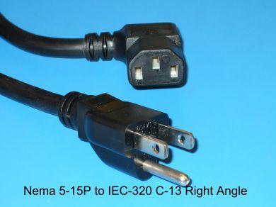 LCD/LED TV Power Cords 5-15P to Right Angle IEC 320 C-13