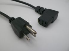 2FT Nema 5-15P to IEC-320 C-13RA Computer Power Cord 18/3 SVT NA