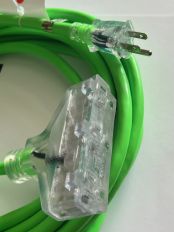 25FT Nema 5-15P to Nema 5-15TT Fan Style Neon Green Lighted Extension Cord 12/3 SJTW  NA  20A 125V