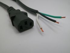 1FT 6IN ROJ 2" Strip 1/4" to IEC-320 C-13 Computer Power Cord 18/3 SJTW NA