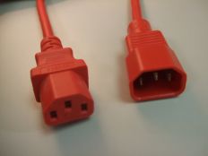 2FT IEC-320 C-14 to IEC-320 C-13 Red Computer Power Cord 18/3 SJTW