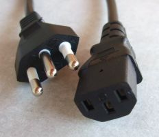 8FT 2IN Brazil Plug to IEC-320 C-13 International Computer Power Cord 1.0mm² H05VVf3g CEE