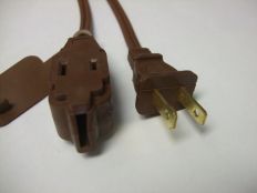 6ft Nema 1-15P to 1-15R Power Block Brown Polarized Power Cord