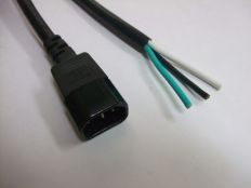 25FT IEC-320 C-14 to ROJ 2in Strip 1/2in Computer Power Cord 16/3 SJTW NA