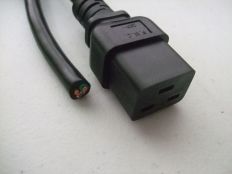 1FT 2IN Blunt Cut to IEC-320 C-19 Computer Power Cord 14/3 SJTW NA