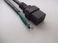 3FT IEC-320 C-19 Right Angle to ROJ 211/2 IN Strip 3/8IN Computer Power Cord 14/3 SJTW NA 