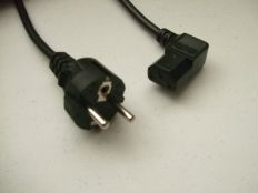 8FT 2IN European Straight Plug to IEC-320 C-13 Right Angle International Computer Power Cord 1.0mm² H05VVf3g CEE