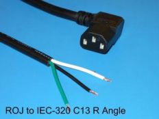 20FT ROJ 1In Strip 1/4In to IEC-320 C-13 Computer Power Cord 14/3 SJTW NA