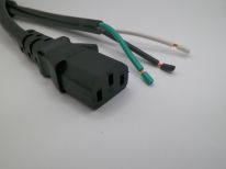1FT 10IN ROJ and Strip TO C-13 Black computer power cord 16/3 SJTOW 13A 125V 105C