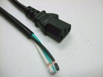 2FT 5IN ROJ 2" Strip 1/4" to IEC-320 C-13 Black Computer Power Cord 16/3 SJTW NA 13A 125V